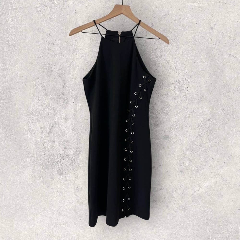 Parker Florence Lace Up Black Mini Dress Size XS - Picture 2 of 10